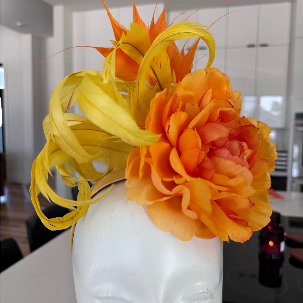 Vibrant Orange and Yellow Floral Fascinator